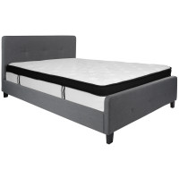 Flash Furniture HG-BMF-31-GG Tribeca Queen Size Tufted Upholstered Platform Bed in Dark Gray Fabric with Memory Foam Mattress